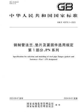 鋼制管法蘭、墊片及緊固件選用規(guī)定 第1部分：PN系列國(guó)標(biāo)/T 43079.1-2023